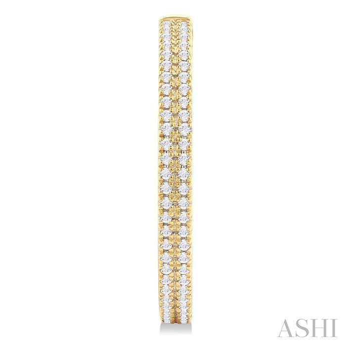 1/3 Ctw Double Row Round Cut Diamond Fashion Half Hoop Earrings in 10K Yellow Gold
