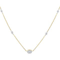 1/4 Ctw Marquise and Bezel Set Round Cut Diamond Station Necklace in 14K Yellow and White Gold