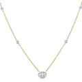 1/4 Ctw Oval and Bezel Set Round Cut Diamond Station Necklace in 14K Yellow and White Gold