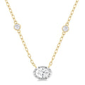 Oval Shape Bezel Set Diamond Station Necklace