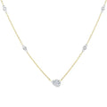 1/4 Ctw Bezel Set Pear and Round Cut Diamond Station Necklace in 14K Yellow and White Gold