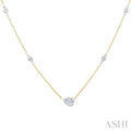 1/4 Ctw Bezel Set Pear and Round Cut Diamond Station Necklace in 14K Yellow and White Gold