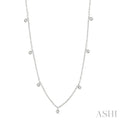 1/4 Ctw Mini Mount Round Cut Diamond Station Necklace in 14K White Gold