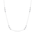 1 1/2 Ctw Three Stone Bezel Set Round Cut Diamond Station Necklace in 14K White Gold