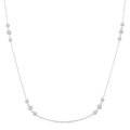 1 Ctw Three Stone Bezel Set Round Cut Diamond Station Necklace in 14K White Gold