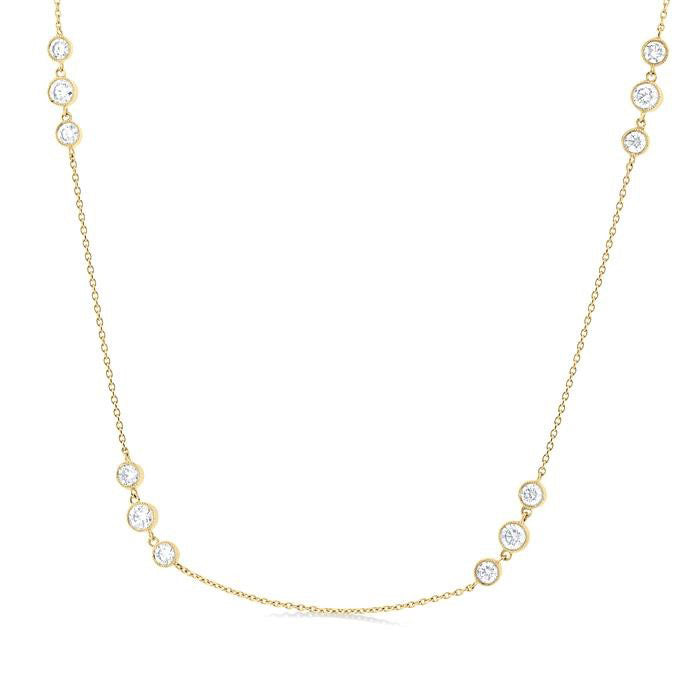Beryl Fable 3 Stone Diamond Station Necklace