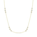 1 1/2 Ctw Three Stone Bezel Set Round Cut Diamond Station Necklace in 14K Yellow Gold