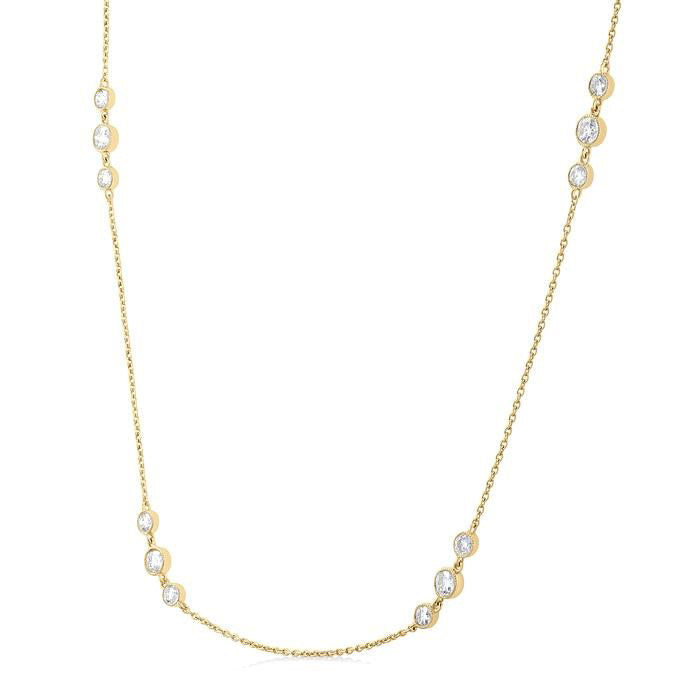 Galatea Noblesse 3 Stone Diamond Station Necklace
