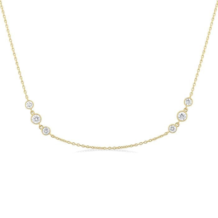 Galatea Noblesse 3 Stone Diamond Station Necklace