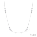 1 1/2 Ctw Three Stone Bezel Set Round Cut Diamond Station Necklace in 14K White Gold