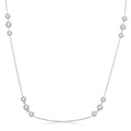 2 Ctw Three Stone Bezel Set Round Cut Diamond Station Necklace in 14K White Gold