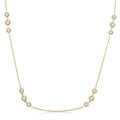 2 Ctw Three Stone Bezel Set Round Cut Diamond Station Necklace in 14K Yellow Gold
