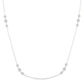 3/4 Ctw Three Stone Bezel Set Round Cut Diamond Station Necklace in 14K White Gold
