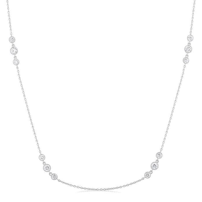 Gala Cinder 3 Stone Diamond Station Necklace