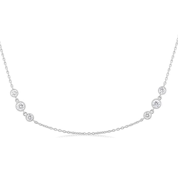 Gala Cinder 3 Stone Diamond Station Necklace