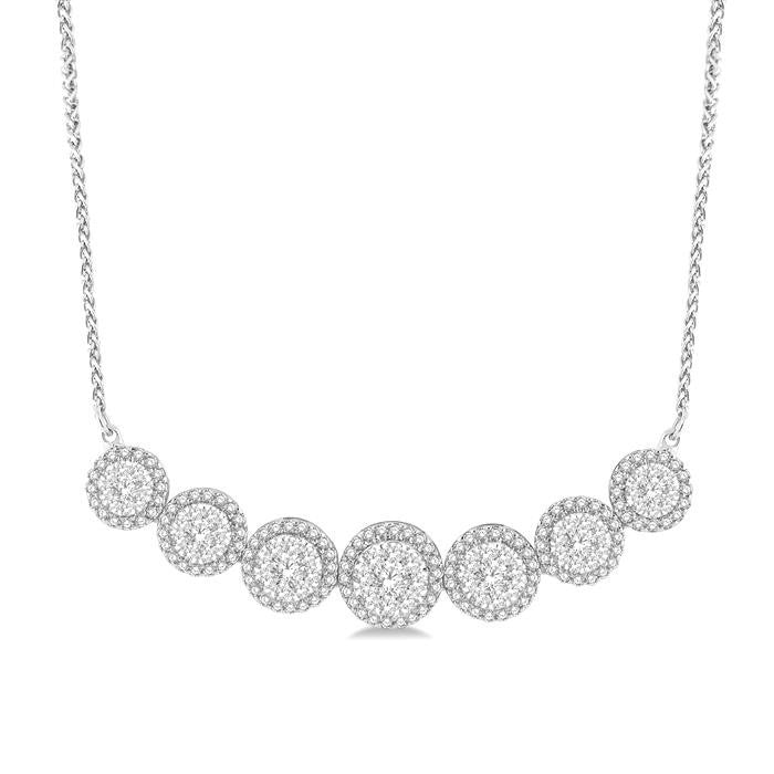 1 1/5 Ctw Circular Mount Shine Bright Round Cut Diamond Necklace in 14K White Gold