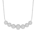 1 1/5 Ctw Circular Mount Shine Bright Round Cut Diamond Necklace in 14K White Gold