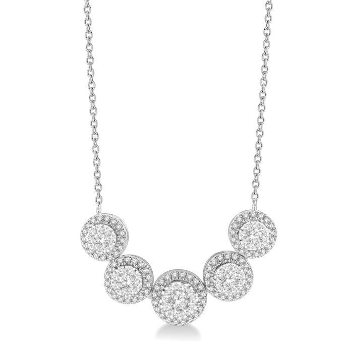 3/4 Ctw Circular Mount Shine Bright Round Cut Diamond Necklace in 14K White Gold