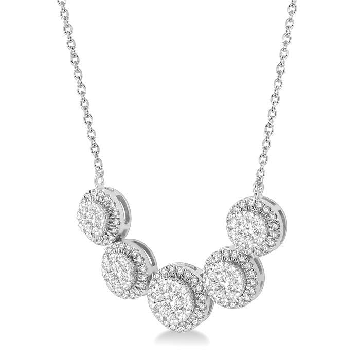 3/4 Ctw Circular Mount Shine Bright Round Cut Diamond Necklace in 14K White Gold