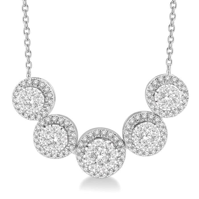 3/4 Ctw Circular Mount Shine Bright Round Cut Diamond Necklace in 14K White Gold
