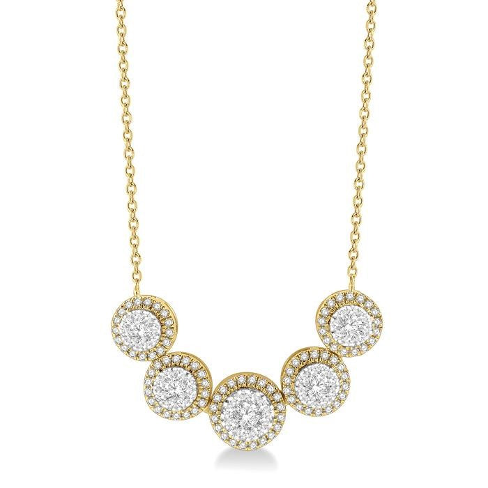 3/4 Ctw Circular Mount Shine Bright Round Cut Diamond Necklace in 14K Yellow & White Gold