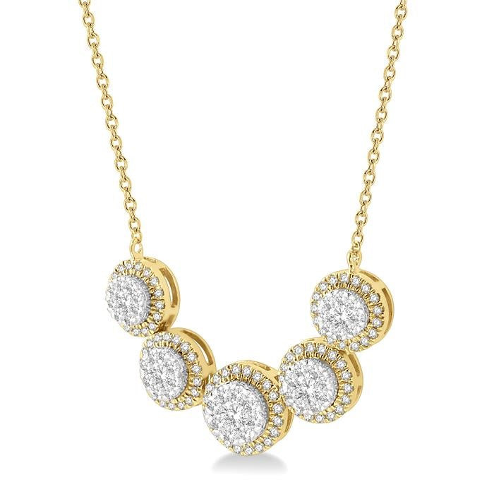 3/4 Ctw Circular Mount Shine Bright Round Cut Diamond Necklace in 14K Yellow & White Gold