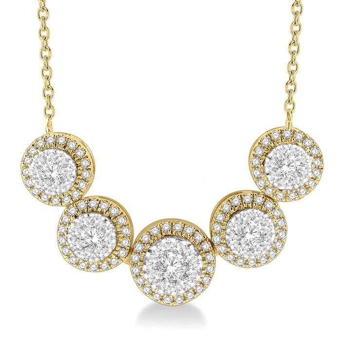 3/4 Ctw Circular Mount Shine Bright Round Cut Diamond Necklace in 14K Yellow & White Gold