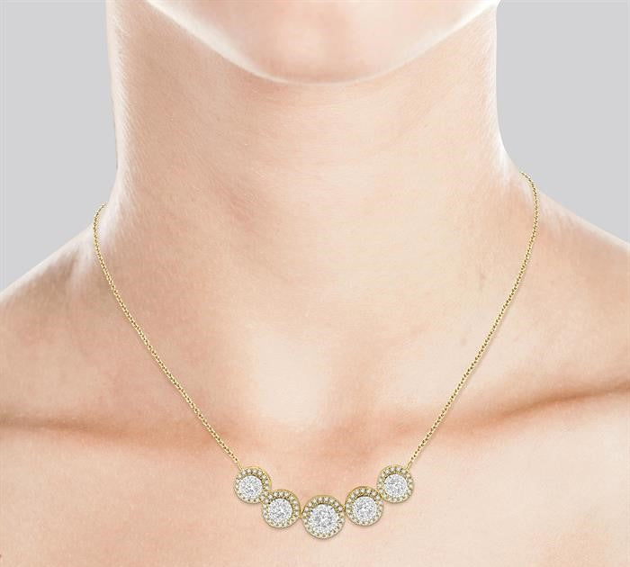 3/4 Ctw Circular Mount Shine Bright Round Cut Diamond Necklace in 14K Yellow & White Gold