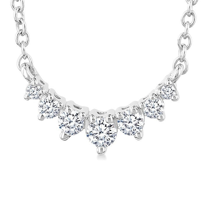 1/8 Ctw Graduated Diamond Smile Petite Necklace in 10K White Gold