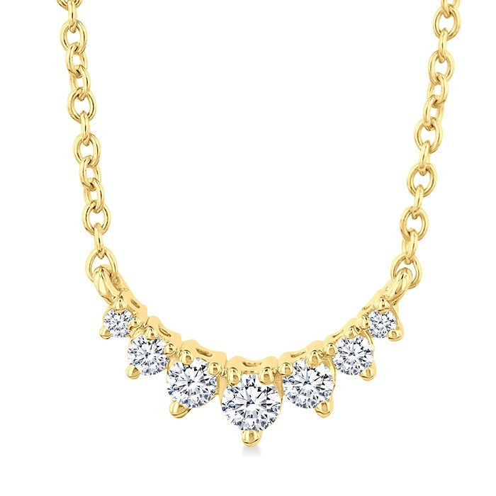 1/8 Ctw Graduated Diamond Smile Petite Necklace in 10K Yellow Gold