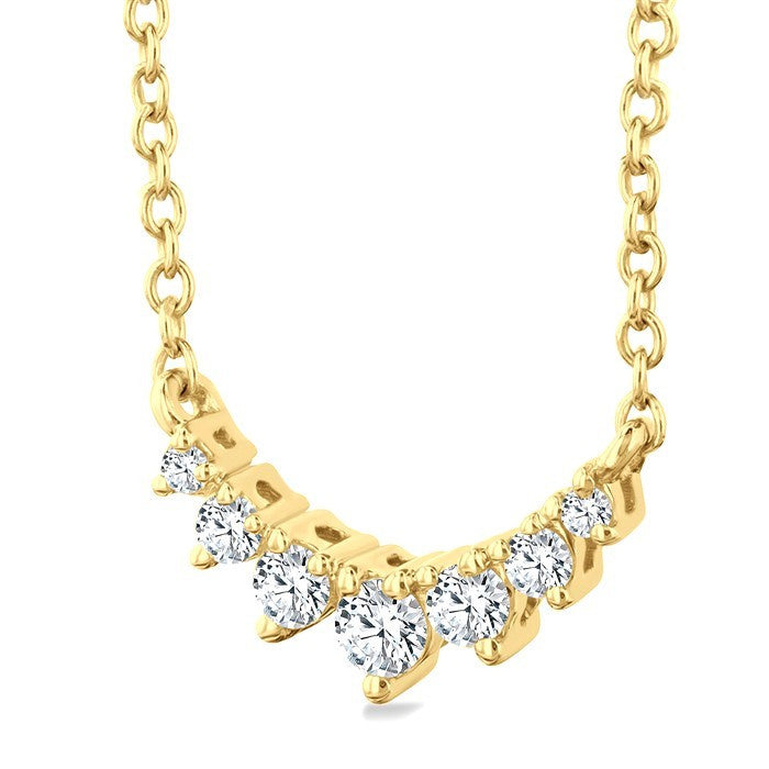 1/8 Ctw Graduated Diamond Smile Petite Necklace in 10K Yellow Gold