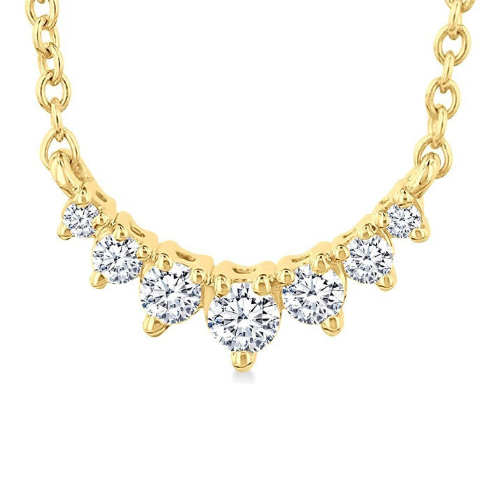 1/8 Ctw Graduated Diamond Smile Petite Necklace in 10K Yellow Gold