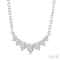 1/8 Ctw Graduated Petite Diamond Smile Necklace in 14K White Gold