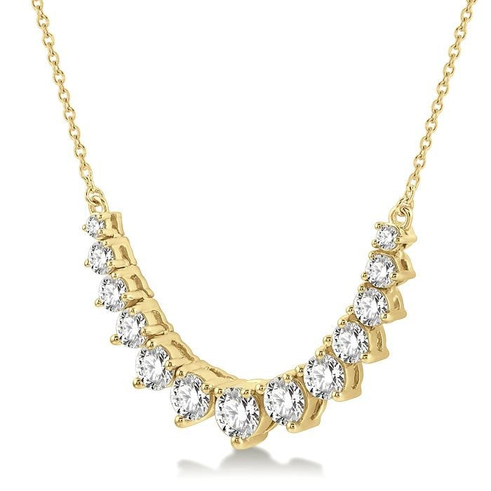 1 Ctw Graduated Round Cut Diamond Smile Necklace in 14K Yellow Gold