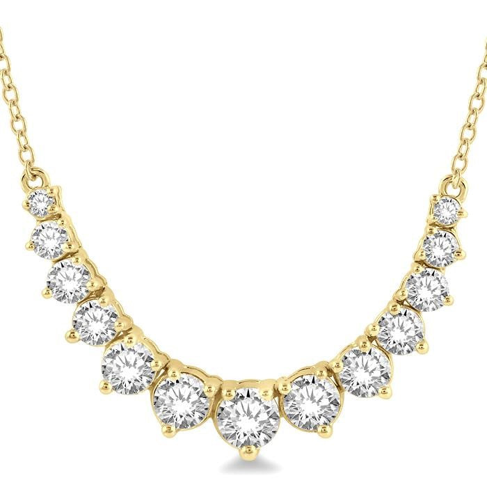 1 Ctw Graduated Round Cut Diamond Smile Necklace in 14K Yellow Gold