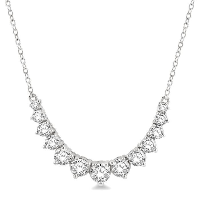 1 Ctw Graduated Round Cut Diamond Smile Necklace in 14K White Gold