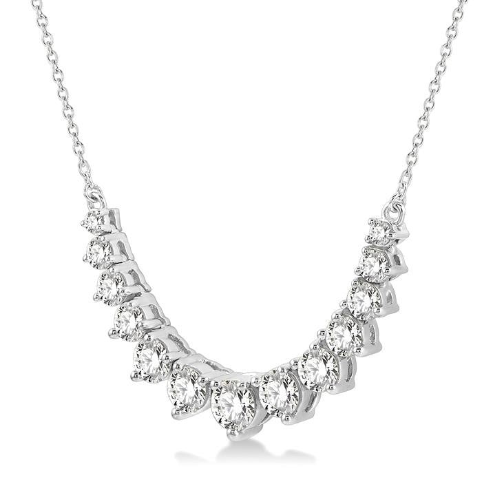 1 Ctw Graduated Round Cut Diamond Smile Necklace in 14K White Gold