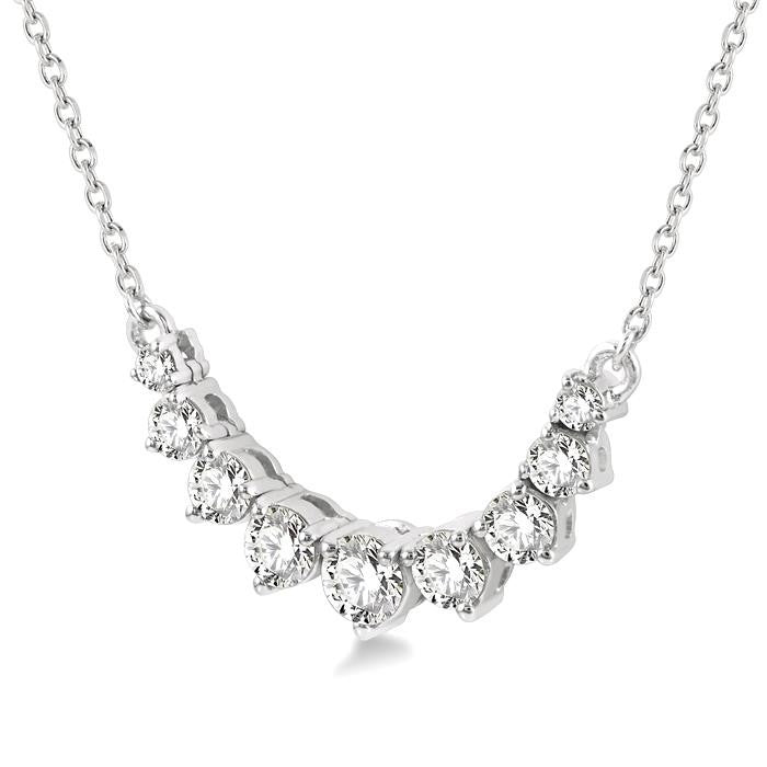1/2 Ctw Graduated Diamond Smile Necklace in 14K White Gold