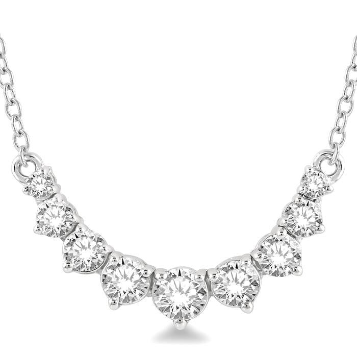 1/2 Ctw Graduated Diamond Smile Necklace in 14K White Gold