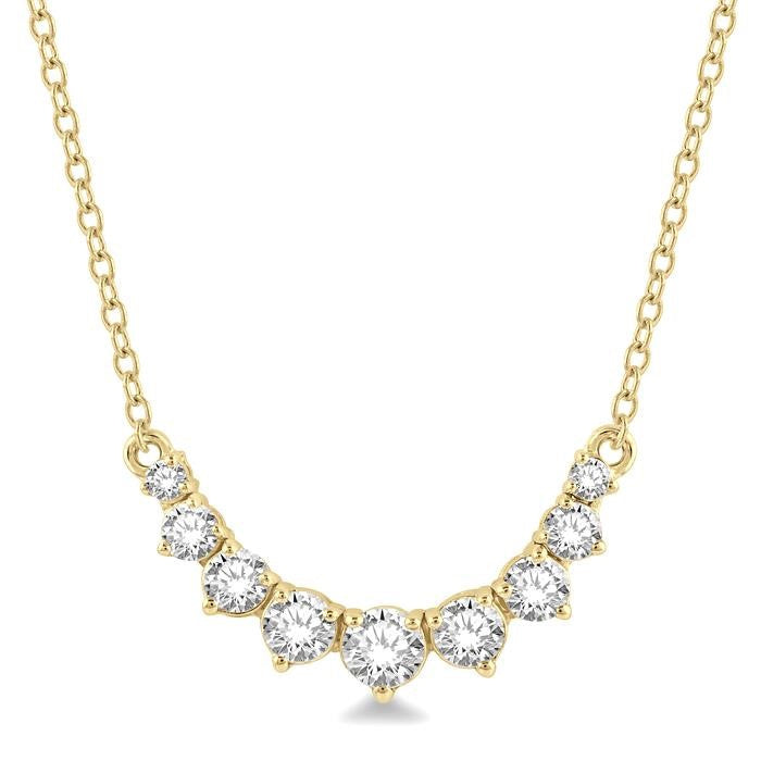 1/2 Ctw Graduated Diamond Smile Necklace in 14K Yellow Gold