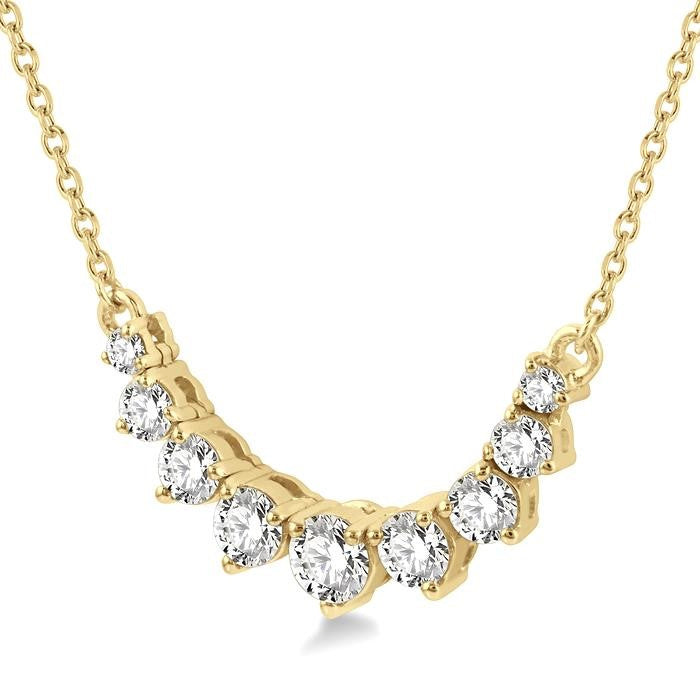 1/2 Ctw Graduated Diamond Smile Necklace in 14K Yellow Gold