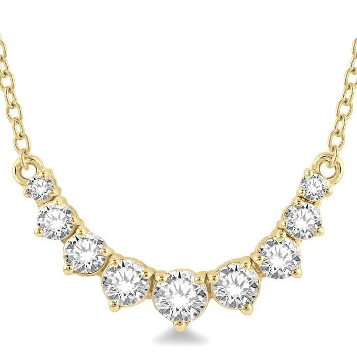 1/2 Ctw Graduated Diamond Smile Necklace in 14K Yellow Gold
