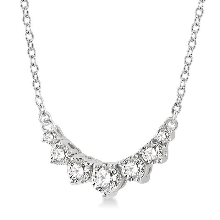 1/4 Ctw Graduated Diamond Smile Necklace in 14K White Gold