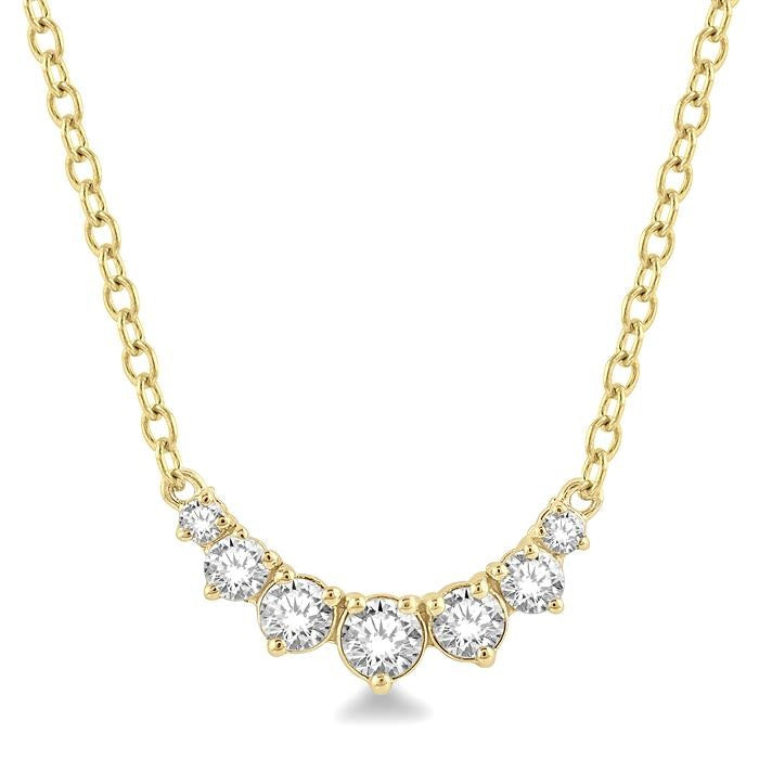 1/4 Ctw Graduated Diamond Smile Necklace in 14K Yellow Gold