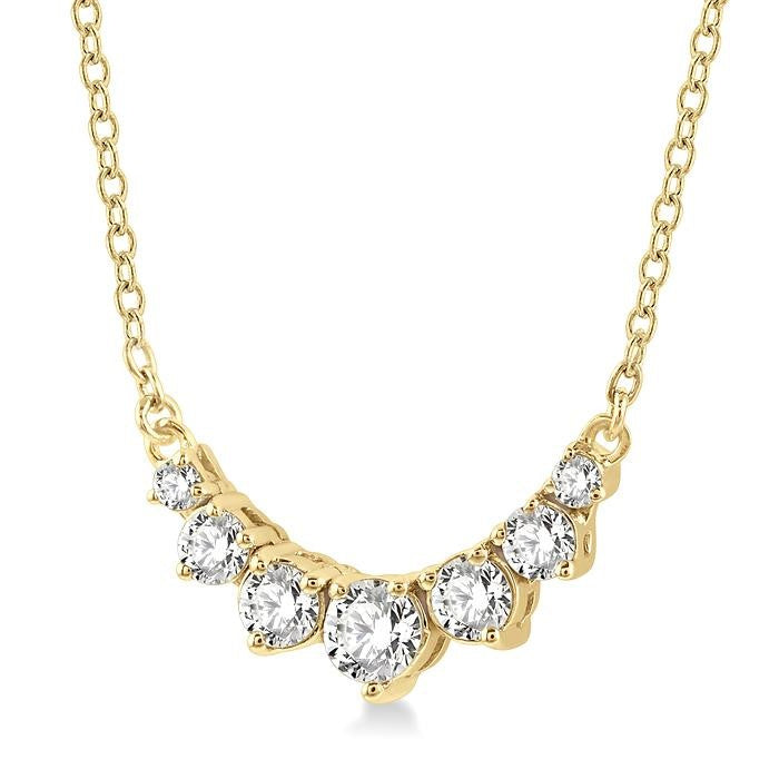 1/4 Ctw Graduated Diamond Smile Necklace in 14K Yellow Gold