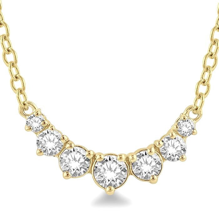 1/4 Ctw Graduated Diamond Smile Necklace in 14K Yellow Gold