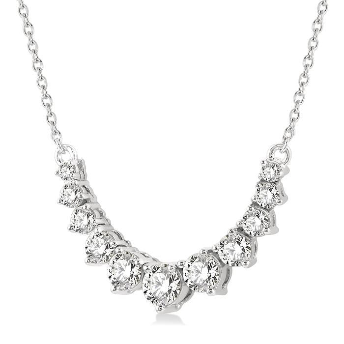 3/4 Ctw Graduated Diamond Smile Necklace in 14K White Gold