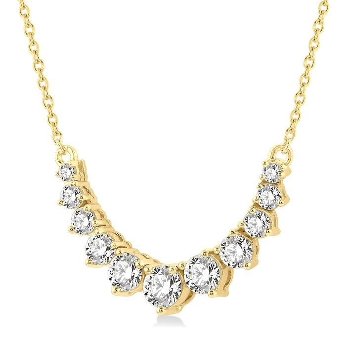 3/4 Ctw Graduated Diamond Smile Necklace in 14K Yellow Gold