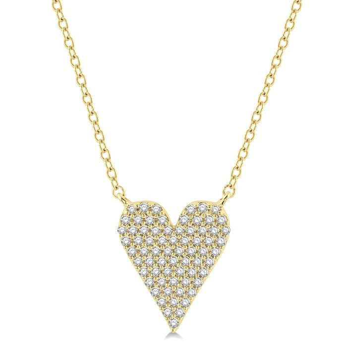 1/4 Ctw Heart Charm Round Cut Diamond Fashion Pendant With Chain in 10K Yellow Gold