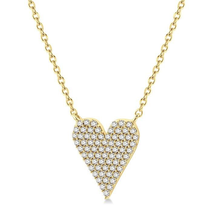 1/4 Ctw Heart Charm Round Cut Diamond Fashion Pendant With Chain in 10K Yellow Gold